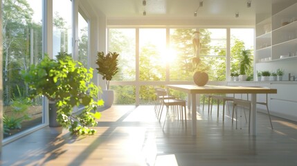 Sunlit Modern Kitchen with a View