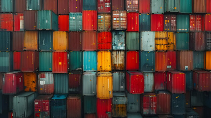 Fototapeta premium Colorful Stacked Shipping Containers Photo
