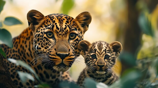 This leopard mother and cub was captured by me in Yala National Park in Sri Lanka When we just entered the park and after couple of minutes we could witness this amazing sighting at ou : Generative AI
