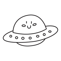 ufo doodle icon transparent background