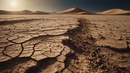earth turning into a desert with dry soil and intense heat.