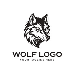 Simple Wolf Head line Art Vector Illustration