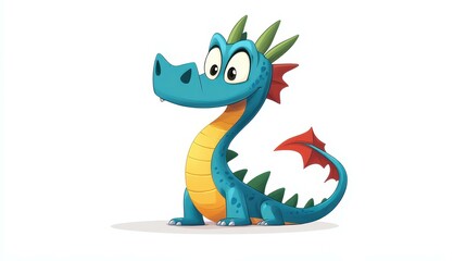 Obraz premium A vibrant dragon artwork, blending hyperrealism with cartoon charm, capturing emotions in stunning detail and colors.