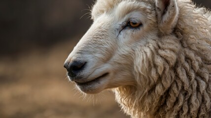 Fototapeta premium Closeup of sheep and wolf face to face 