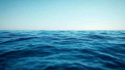 Fototapeta premium The ocean is calm and blue with no visible waves The water is still and peaceful creating a serene atmosphere : Generative AI