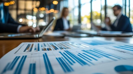 Office expert and business people in meeting teamwork and planning with feedback for funding proposal Accounting broker and employees with conversation review finances and trading with : Generative AI