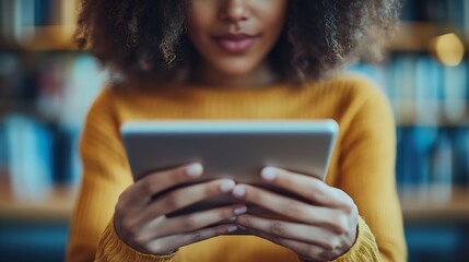 Engaging with Diverse ELearning Opportunities on Tablet An individual taps into a variety of elearning options on a tablet highlighting the diverse educational content available digita : Generative AI