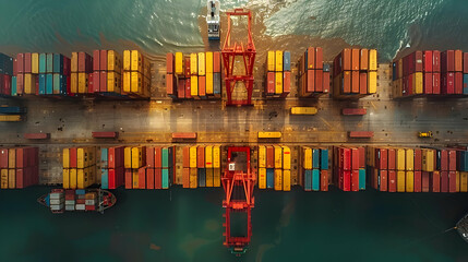 Aerial View of Container Ship at Port - Photo