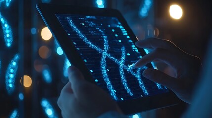 Medical Technology Doctor using digital tablet with DNA genetics medical research science and experiment  Healthcare and medicine concept innovation health technology global health car : Generative AI