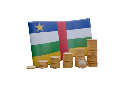 recommend clip art: 3D render illustration of Central African Republic flag and currency called CFA Franc