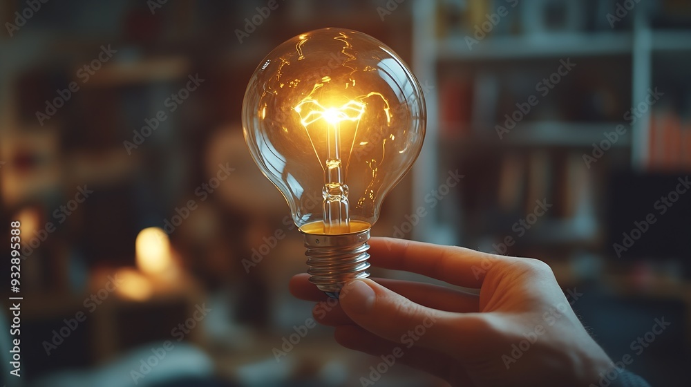 Aufkleber online education course or elearning technology conceptman holding light bulb on virtual screen trai