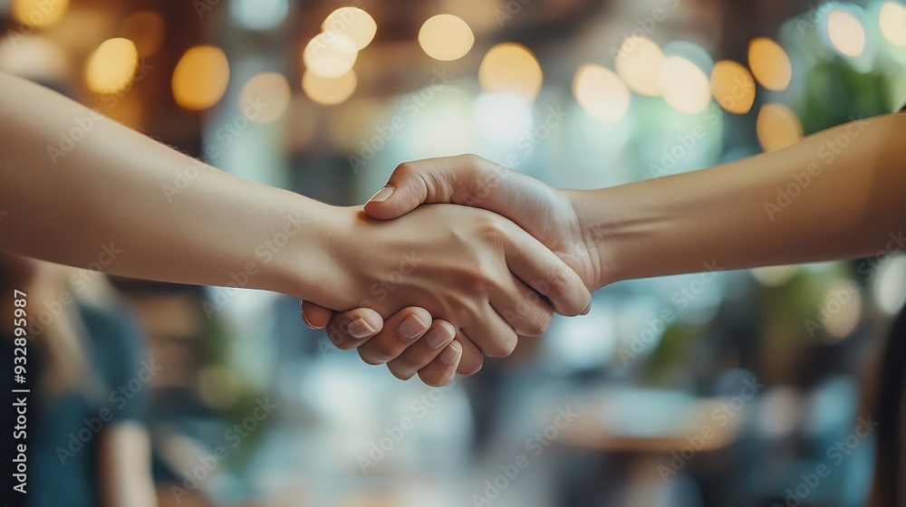 Poster handshake hiring and business people in meeting recruitment and job interview with agreement group e