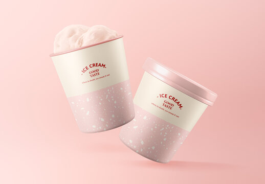 Branding Product Packaging Ice Cream Tub Mockup