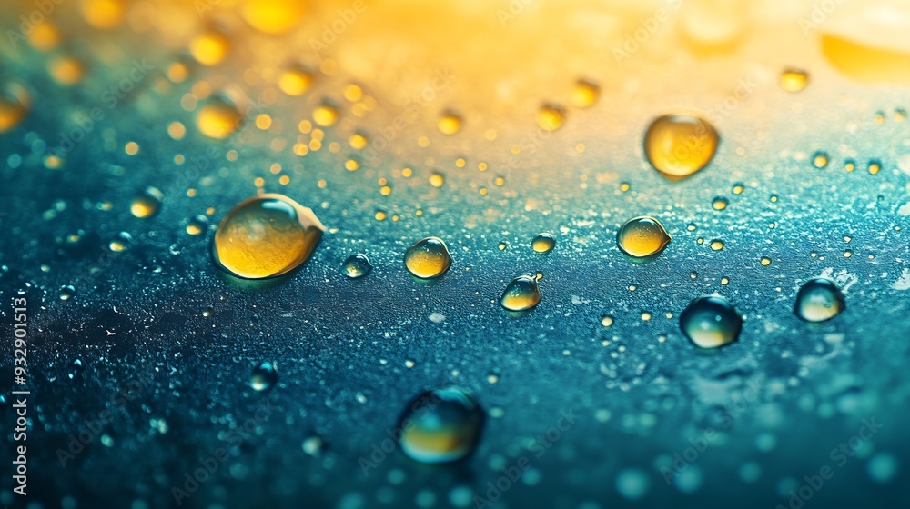 Fototapete Abstract blue and green colorful background with oil on water surface Oil drops in water abstract psychedelic abstract image : Generative AI