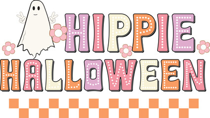 Retro groovy Halloween sublimation design, Halloween illustration. Halloween t-shirt, Retro Halloween cute ghost, Halloween SVG Craft