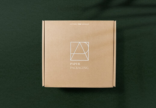 Flatlay Delivery Parcel Box Mockup