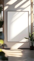 Sleek Metal Frame Mockup in a Bright and Airy Minimalist Loft Interior with Bauhaus Design Influence and High Contrast Modern Aesthetic