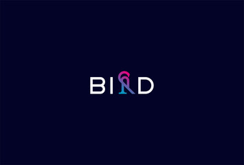 Bird Logo, letter R with bird combination in text Bird typography logo, vector illustration