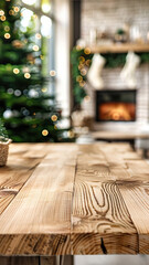 Blurred Christmas Tree and Fireplace View