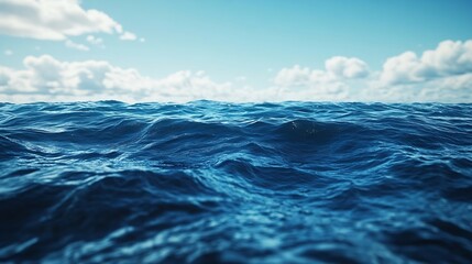 Blue Ocean Water Surface and Blue Sky : Generative AI