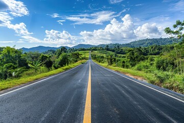 Fototapeta premium Road made of asphalt with views of the countryside
