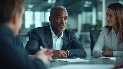 Diverse group of professionals engaged in a work conference showcasing teamwork and collaboration in a modern office environment : Generative AI