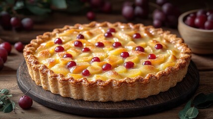 Delicious Apple Pie with Red Berries