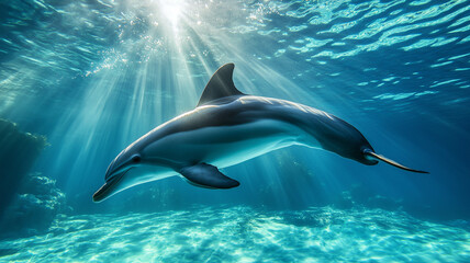 Obraz premium dolphin swimming gracefully underwater,