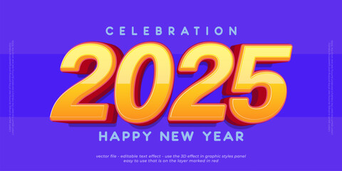 Fototapeta premium New year vector banner holiday celebration with 2025 editable numbers with blue background