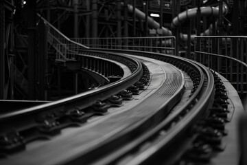 Roller coaster with curved tracks