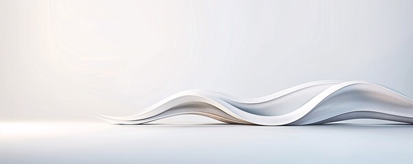 Obraz premium A sleek 3D product background features an abstract design with smooth lines and soft lighting, creating a versatile setting with ample copy space for branding and promotional purposes.