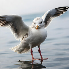 Fototapeta premium seagull on the beach,seagull on white background