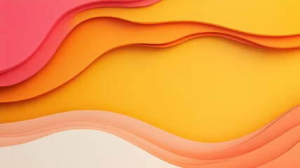 Obraz premium Abstract paper cut background with yellow, orange and pink layers.