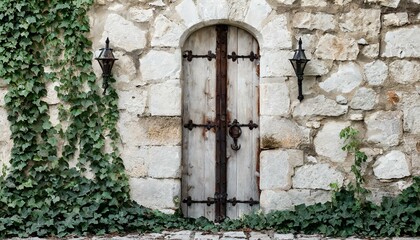old wooden door with ivy