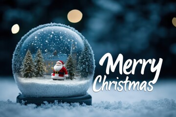 Fototapeta premium Christmas Snow Globe Collage: Images of snow globes with scenes of winter wonderlands and Santa. The text 