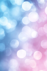 Obraz premium Soft blue and pink bokeh lights creating a dreamy, ethereal abstract background. Ideal for festive, holiday, or romantic themes with ample copy space.