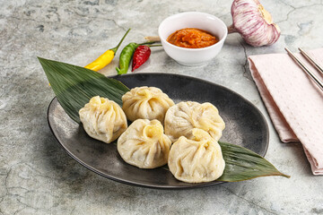 Chinese traditional steamed dumpligs momo