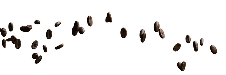 coffee bean flying on transparent background