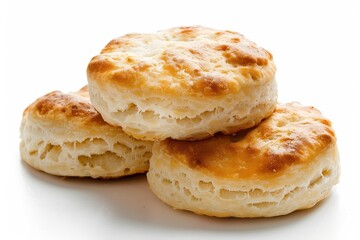Three biscuits on white background