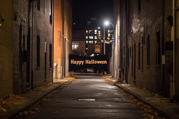 Obraz premium Dark Alley Collage: Photos of a dark, narrow alley with eerie lighting. The text 