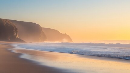 Obraz premium Peaceful Coastline at Sunset