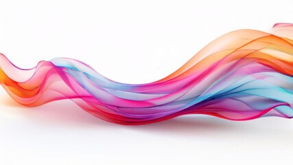 Fototapeta premium bright, flowing ribbon with gradient colors going from orange to purple on white background, creating an artistic and dynamic look. AI generated.