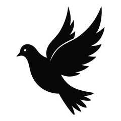 flying dove black silhouette in vector Illustration