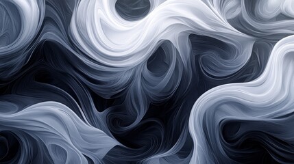 Fototapeta premium A flowing abstract pattern in shades of black, white, and grey that captures the essence of movement and fluidity in a visually captivating design