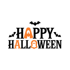 Happy Halloween t shirt design typography on an isolated white background 