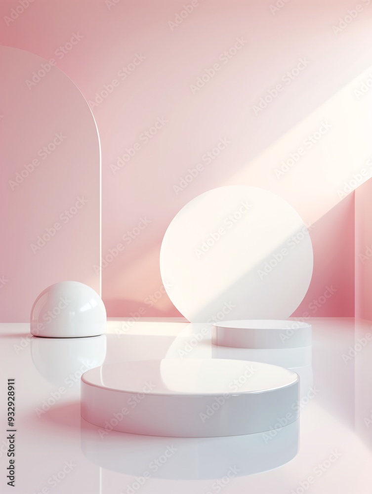 Poster a minimalist 3d background with clean lines and soft reflections offers a modern platform for produc