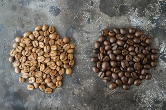 Top view of roasted coffee beans