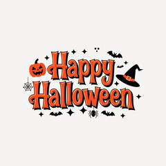 Happy Halloween t shirt design typography on an isolated white background 