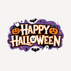 Happy Halloween t shirt design typography on an isolated white background 