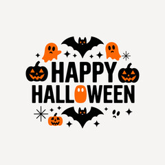 Happy Halloween t shirt design typography on an isolated white background 